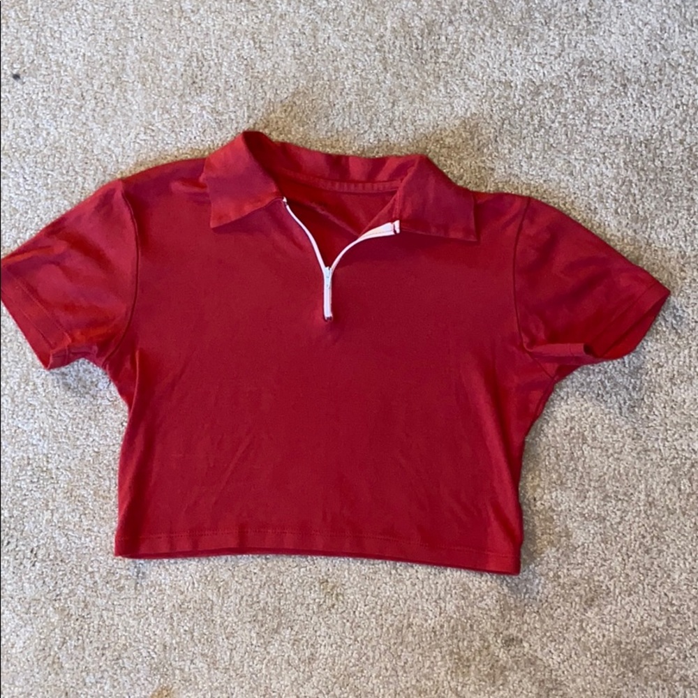 Brandy cropped collared top